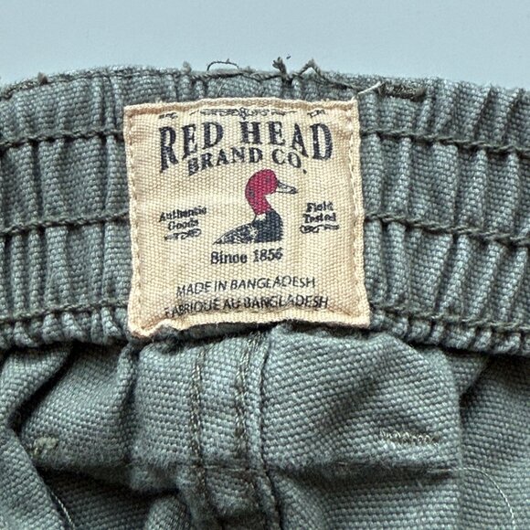 Redhead Mens Cargo Utility Shorts Khaki Green Size 38 Cotton Button Pockets - Picture 3 of 6